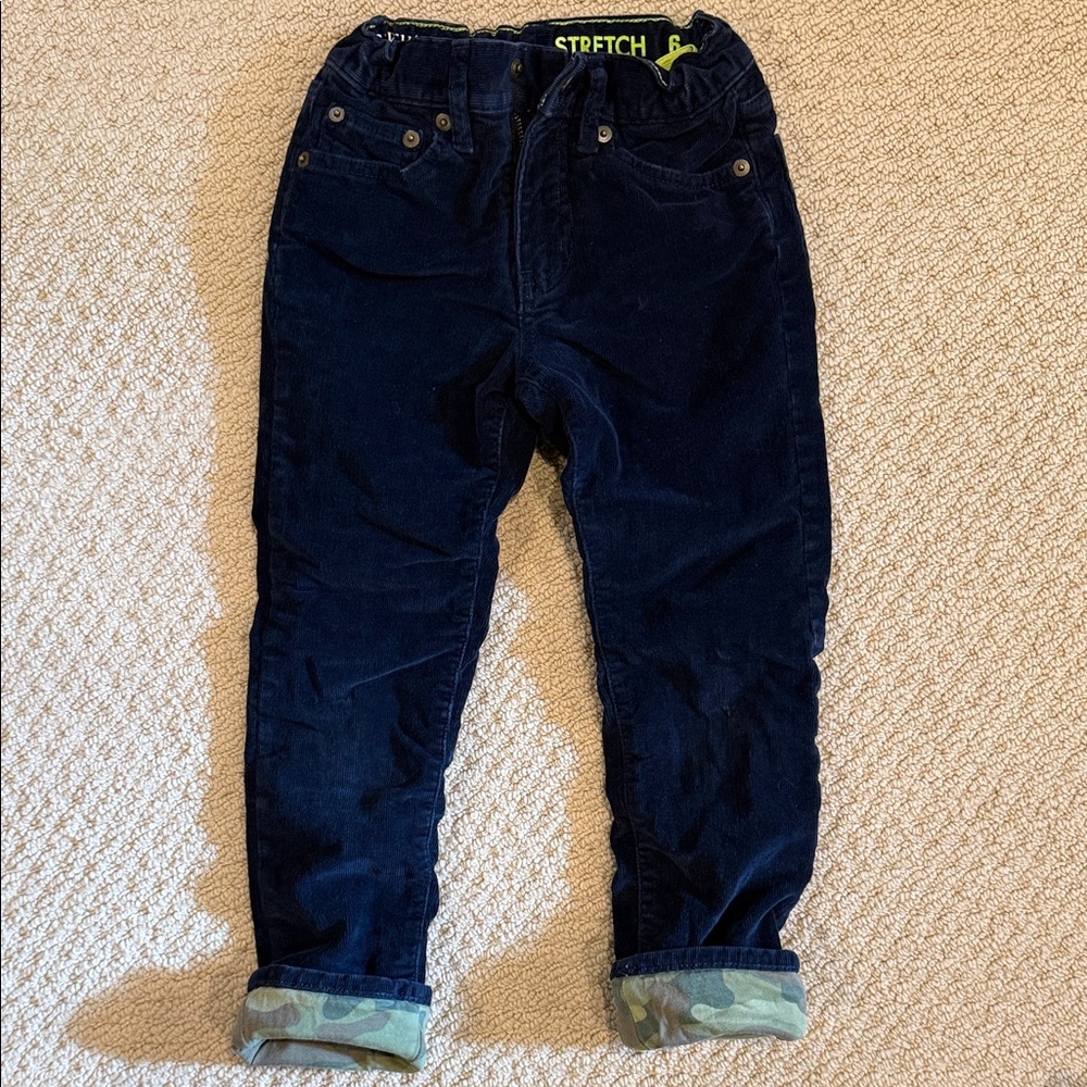Crewcuts Navy Blue and Camo Lined Corduroy Jeans